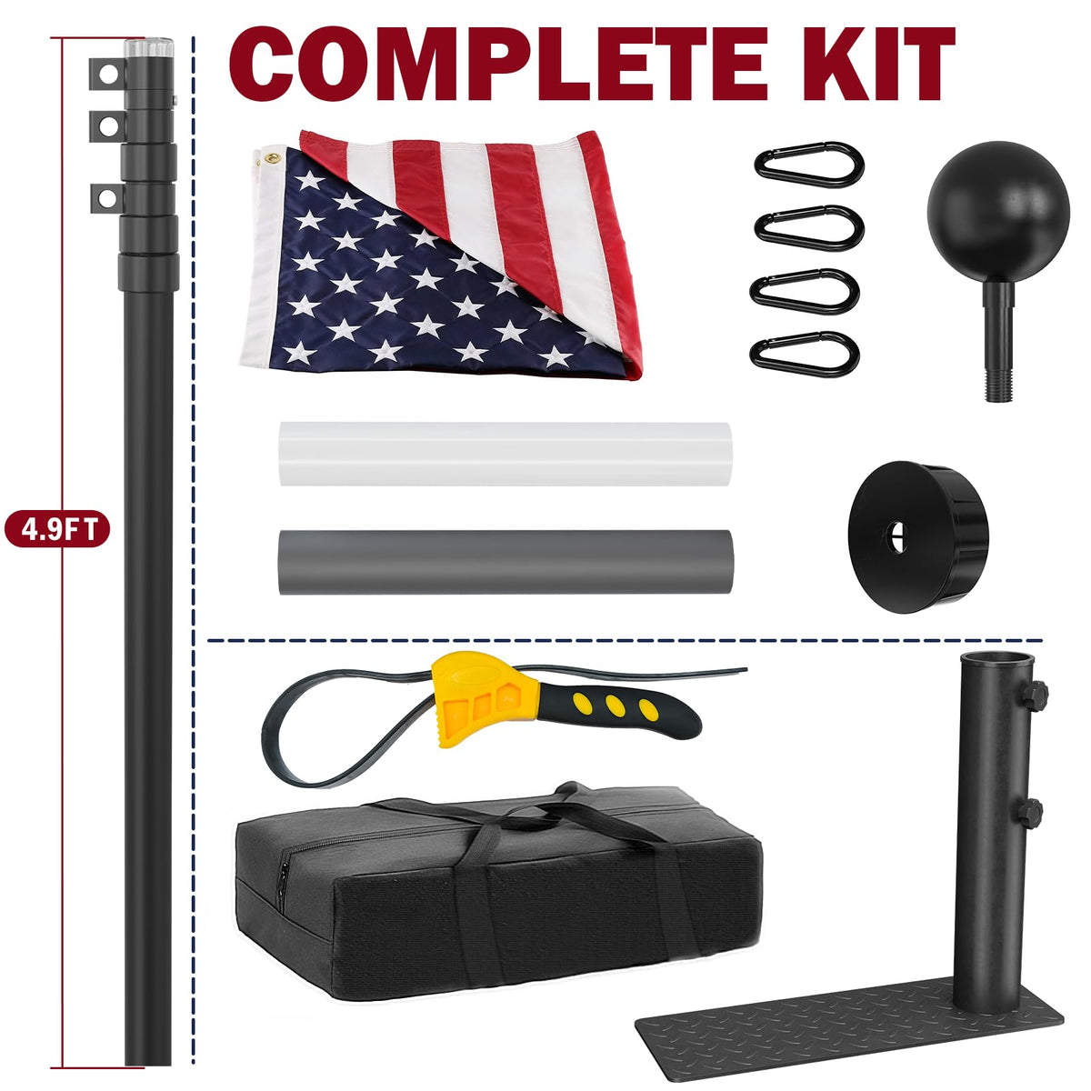 IIOPE travel-friendly flag pole setup for camping and tailgating.