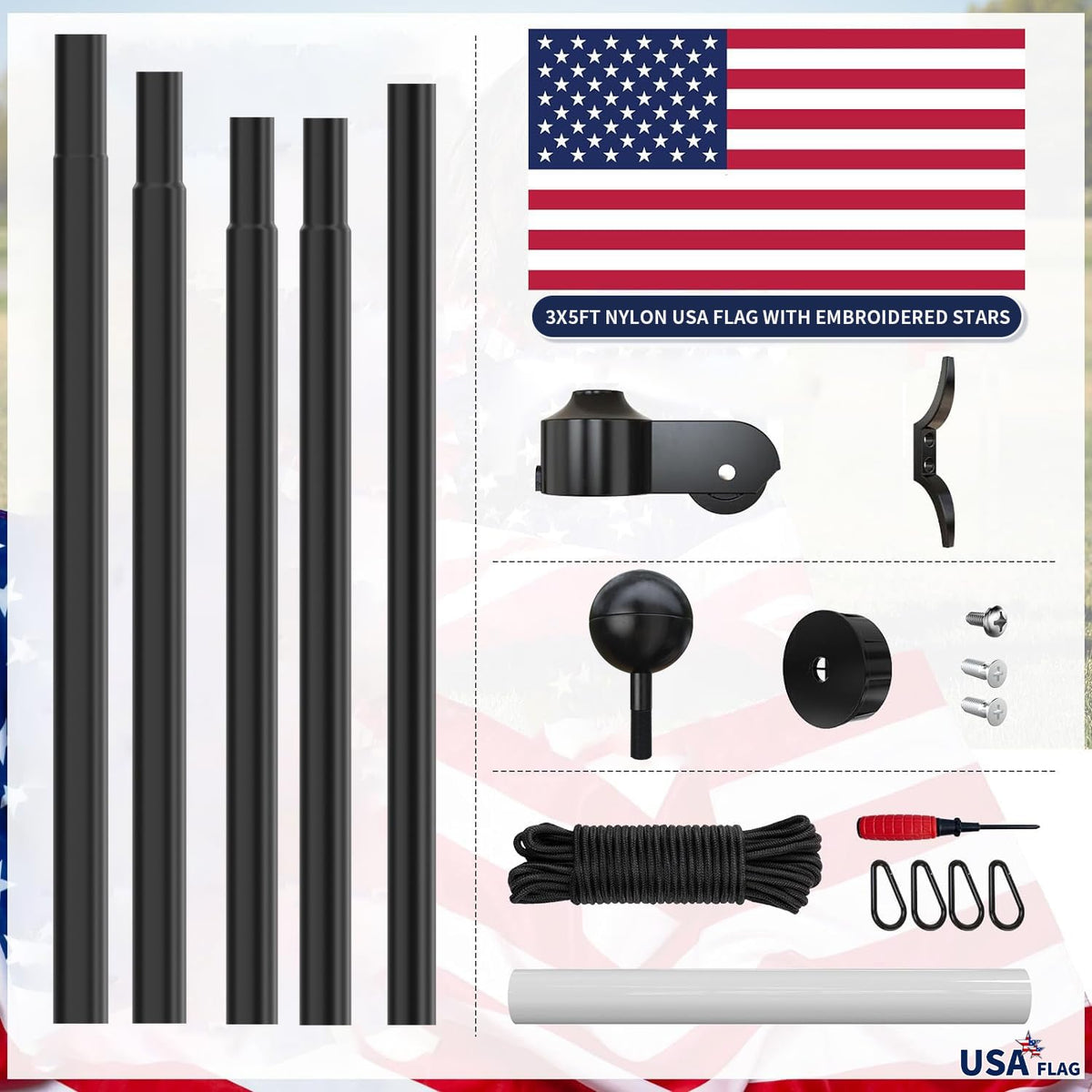 IIOPE versatile for residential or commercial flag displays.