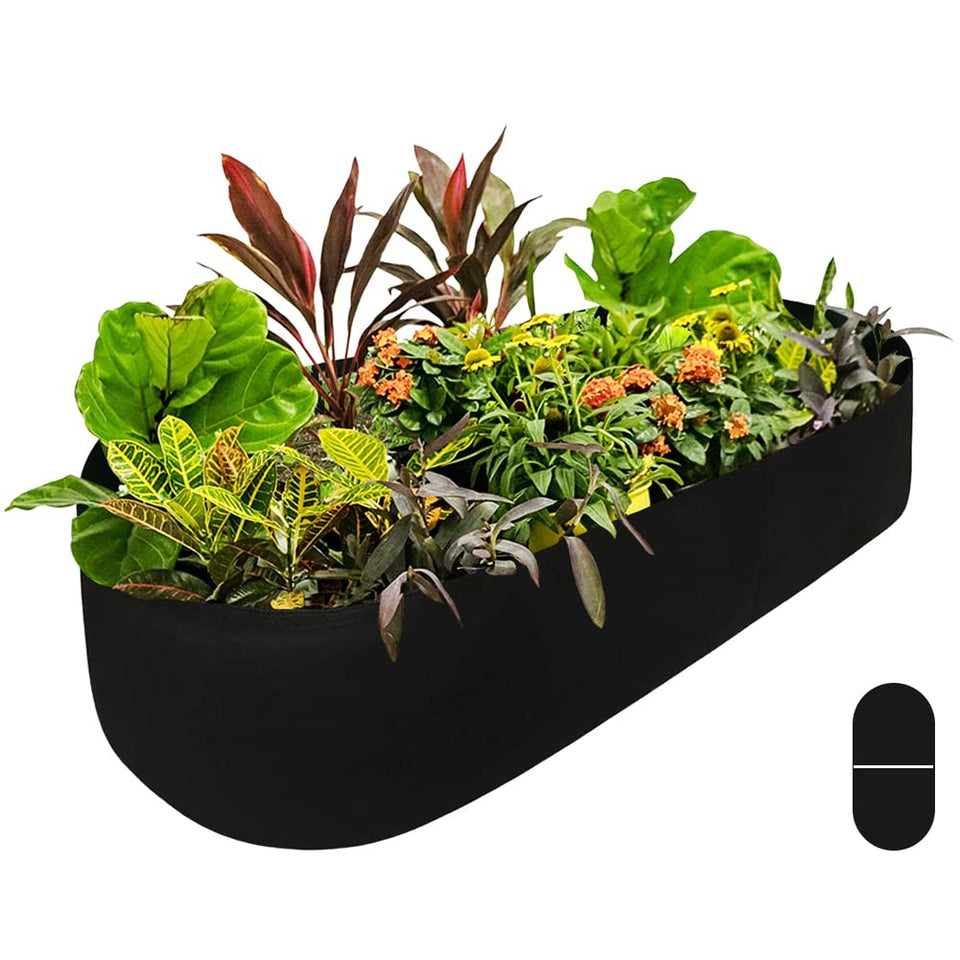 ikanboo fabric raised garden bed setup on a neat patio garden, ideal for herbs and vegetables.