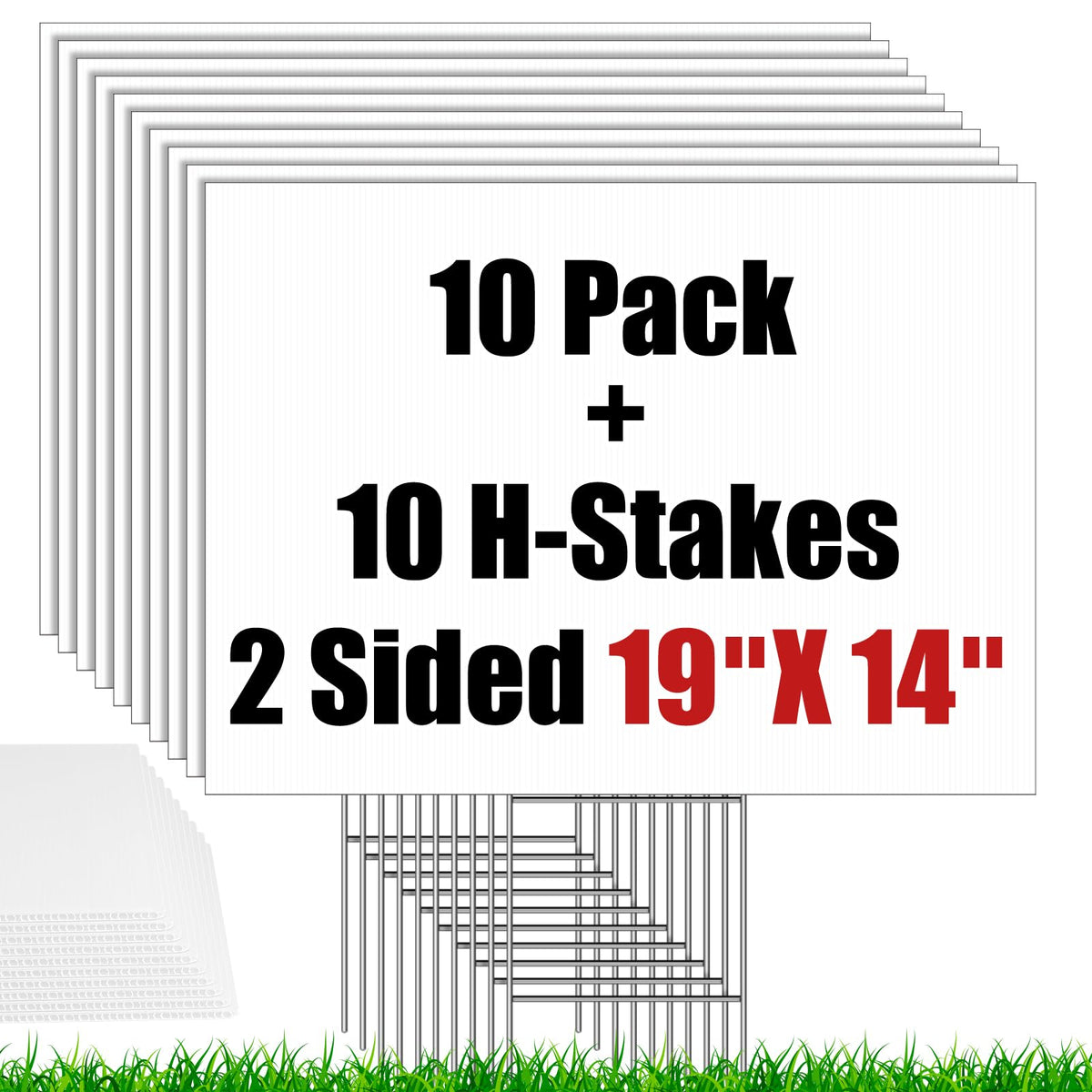 IKAYAS blank yard sign 19x14 white with stake for versatile outdoor messaging.