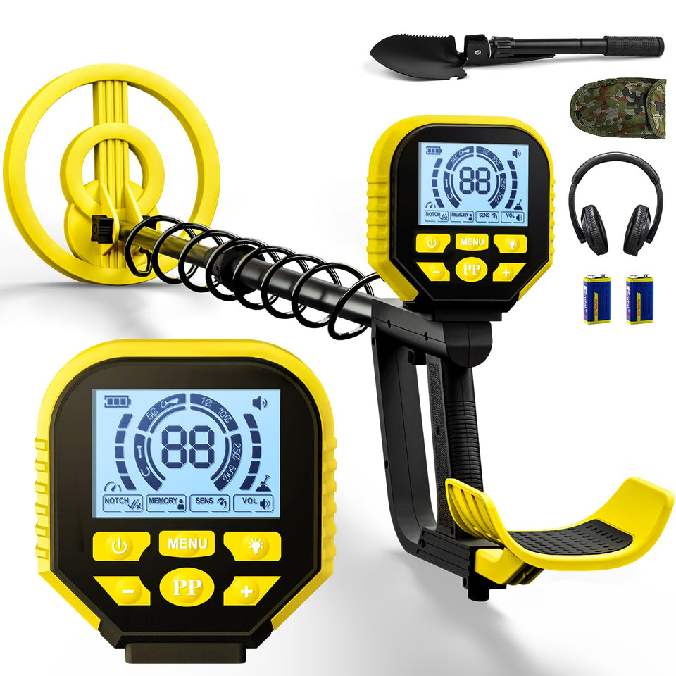 ikiu 2026 metal detector with LCD display for easy target reading.