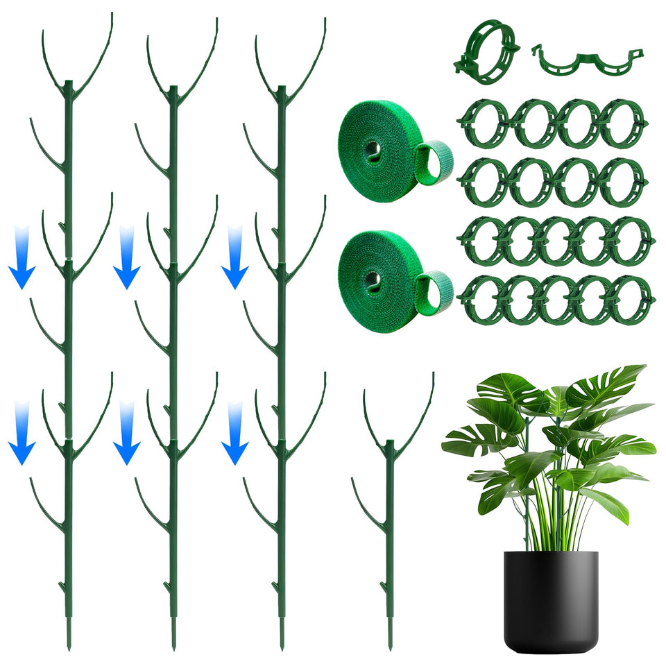 IKKAB 10-pack stackable monstera stakes ready for vertical growth support.