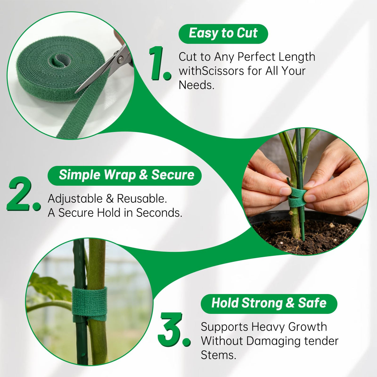 IKKAB pothos climbing stake setup with velcro ties.