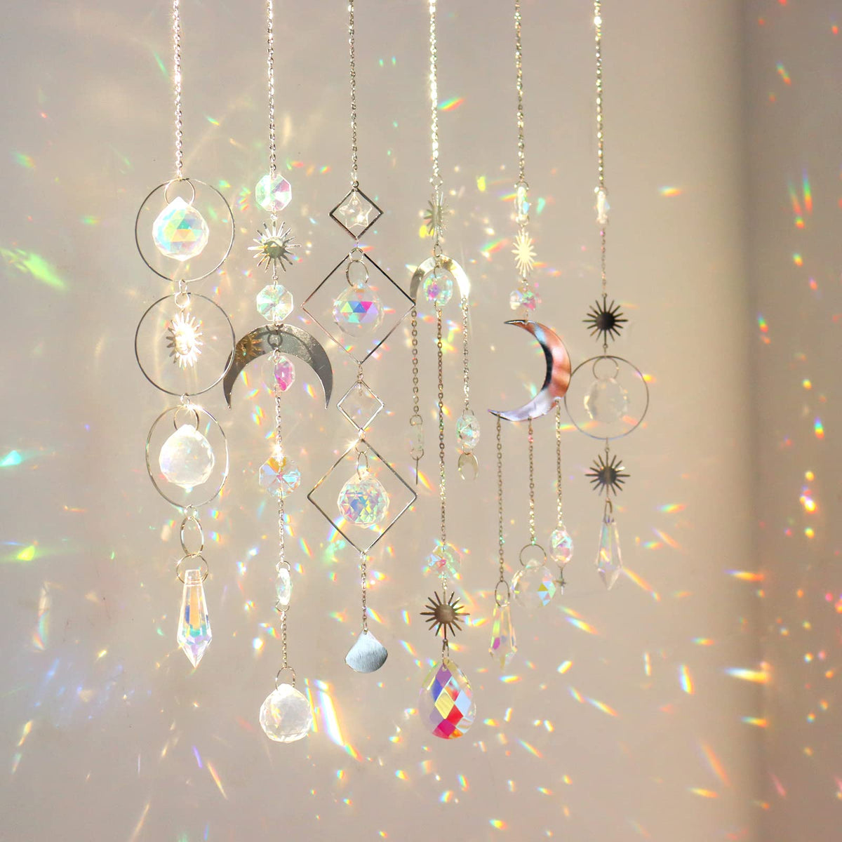 ilclviz 6-piece crystal suncatchers package creates vivid color light in windows.