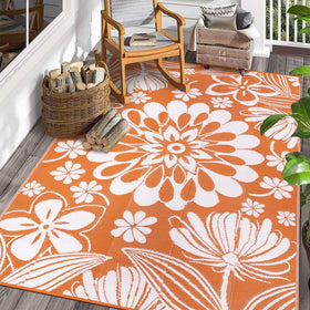 Ileading outdoor plastic straw rug with dual-side pattern, ideal for flexible outdoor decor.
