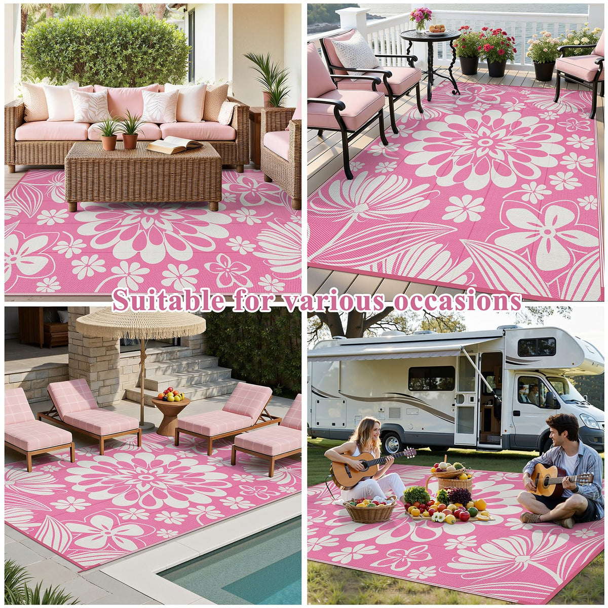 Ileading outdoor rug 6x9 pink floral enhances outdoor spaces.