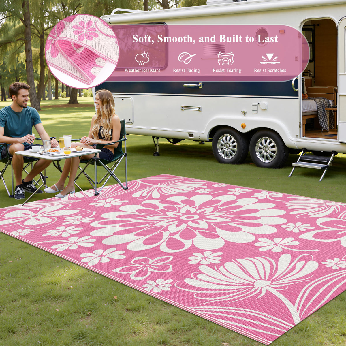 Ileading reversible rug with two sides blends with nature.