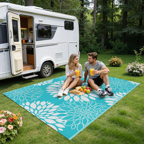 Ileading portable RV camping mat with bag for easy transport