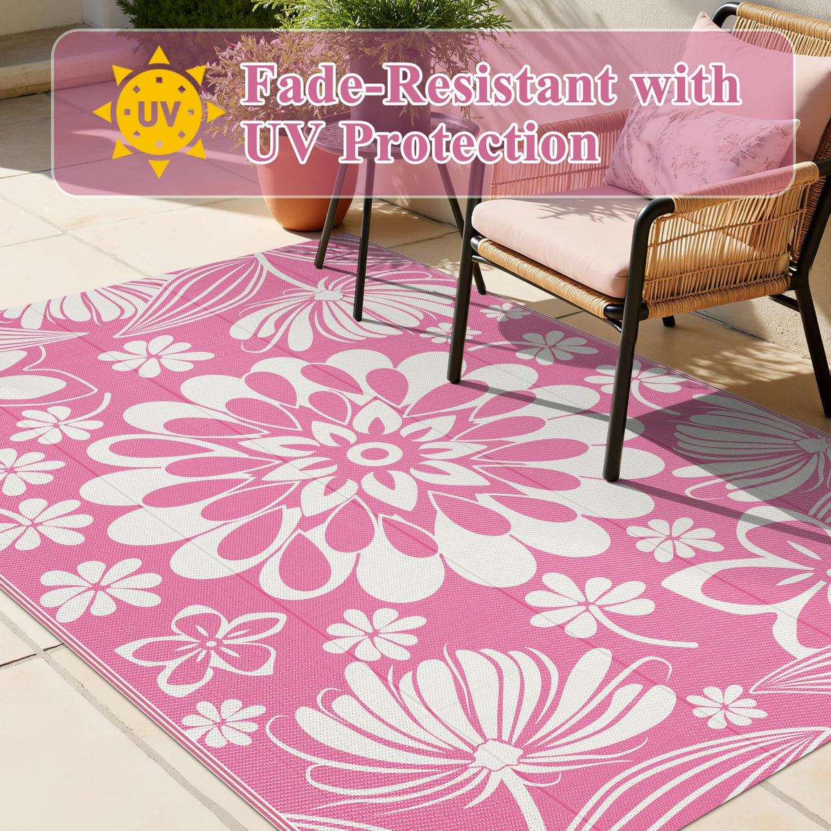 Ileading portable rug with a carry bag for easy transport.