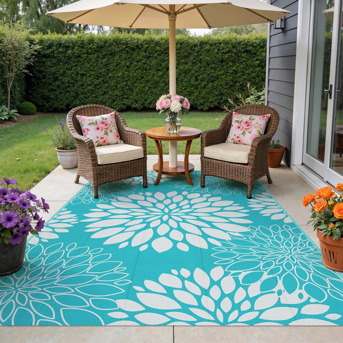 Ileading stain resistant patio mat cleans up easily after outdoor meals