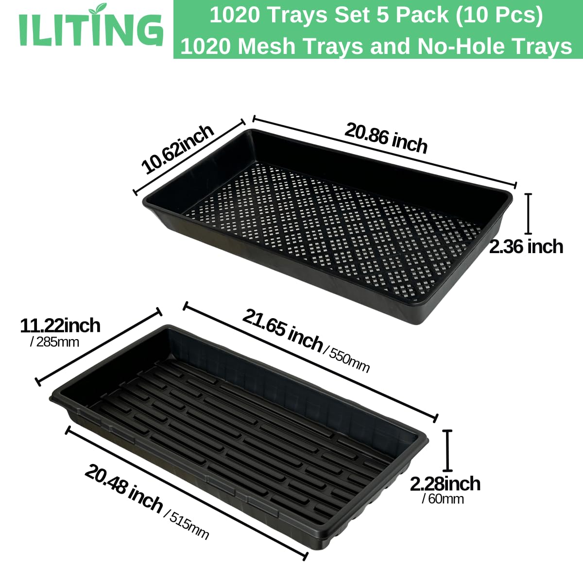 ILITING mesh tray drainage highlighting high-density mesh for aeration.
