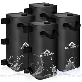 ILLUMINEW canopy water weight bag 4-pack in use securing a gazebo against wind.
