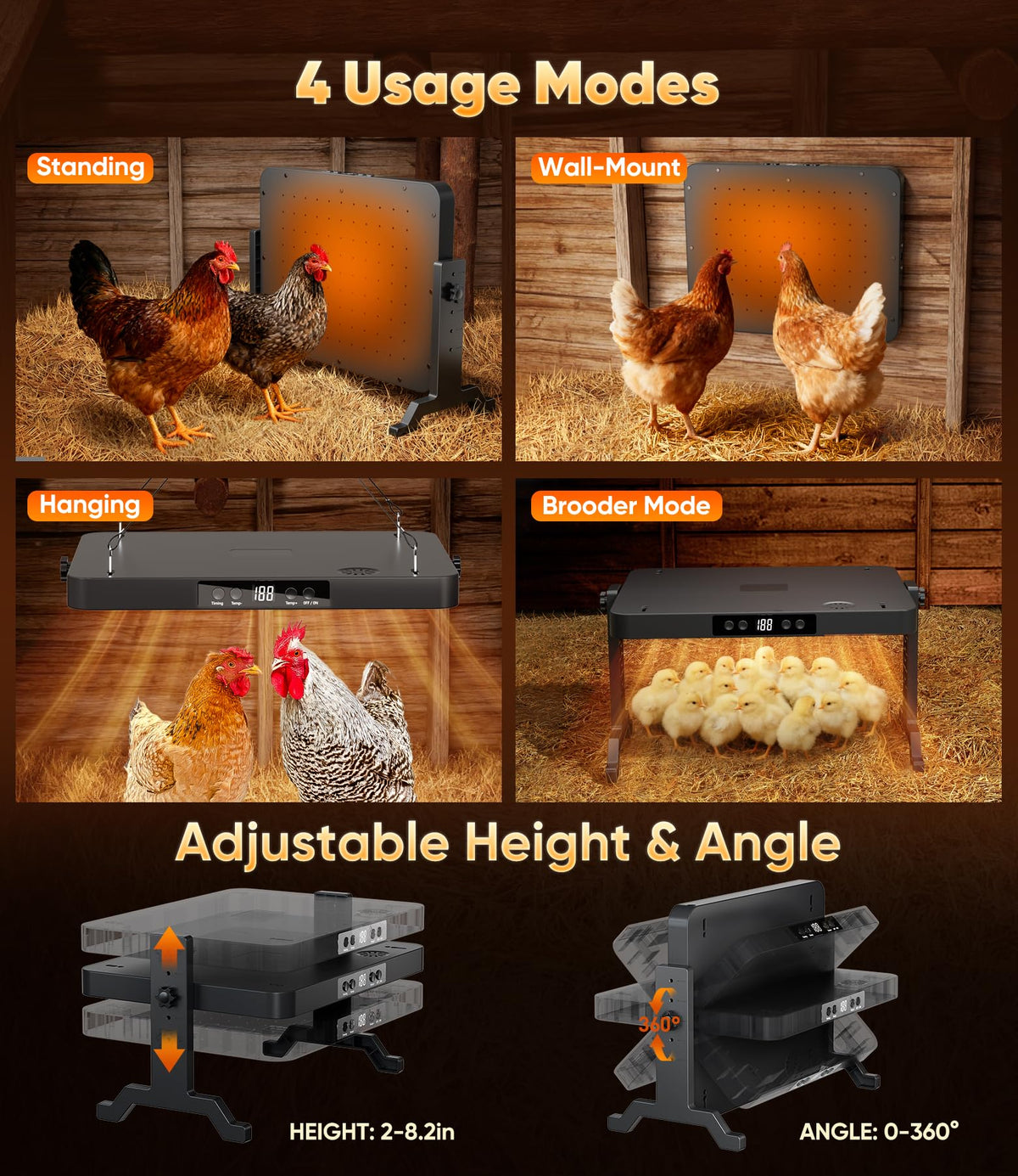ILOJUST heat panel directs heat 360 degrees for even coverage