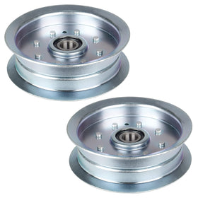 ILONPA flat idler pulley close-up highlights durable construction for stable mower drive.