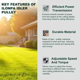 ILONPA flat idler pulley with precise dimensions diagram supports belt alignment.
