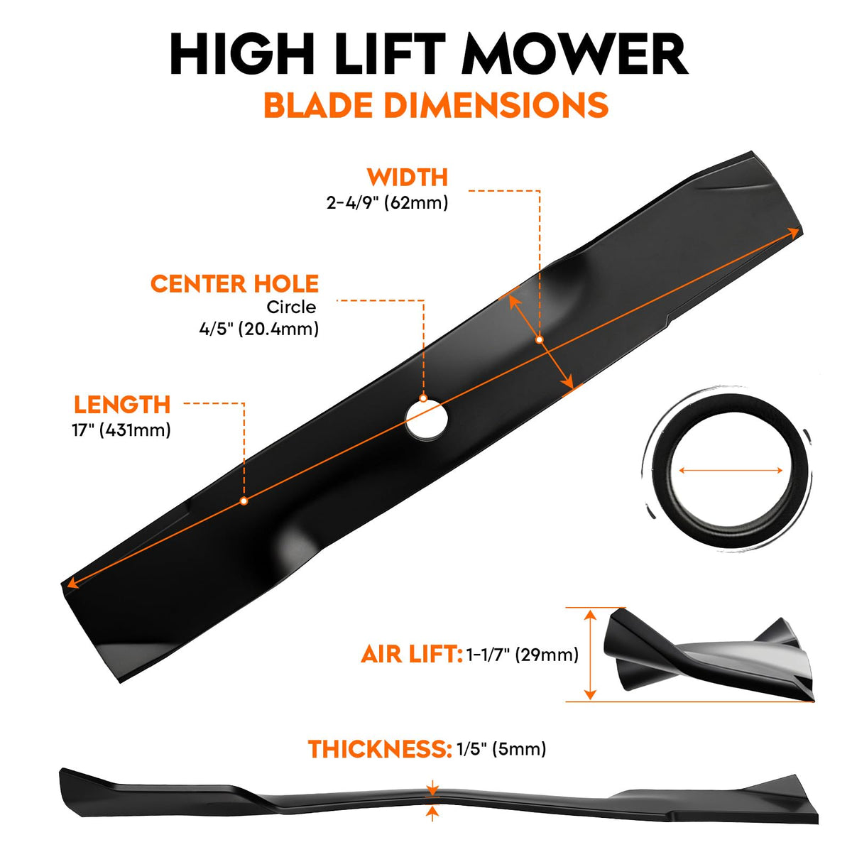ILONPA UC22009 48in blades on a ZTrak deck show versatile compatibility