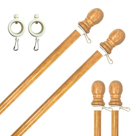 ILOT 56-inch wooden flag pole pack 2 assembled, sturdy outdoor display with durable lacquer finish.
