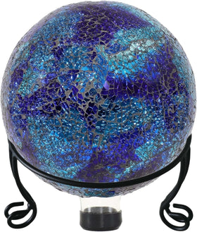 iLTreFlo gazing ball stand holds a 12-inch globe securely outdoors