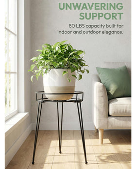iLTreFlo heavy-duty iron construction supports sizable planters securely.