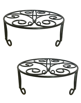 iLTreFlo iron plant stand low-profile 13-inch diameter suitable for heavy pots indoors or on patios.
