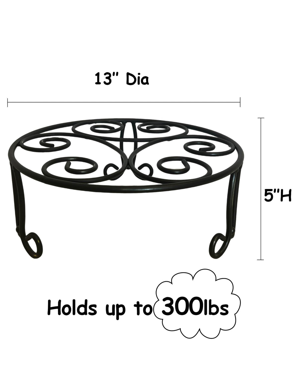 iLTreFlo wide-round plant stand with heavy-duty design provides stable display for large pots.
