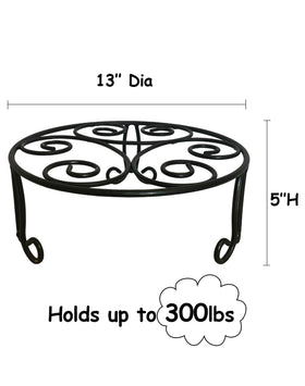 iLTreFlo wide-round plant stand with heavy-duty design provides stable display for large pots.