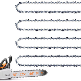 Fifchall 4-Pack 18-Inch Chainsaw Chain for Stihl .325 Pitch .050 Gauge, 68 Drive Links (MS250/MS251)