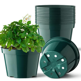 BTPLASTIK 8-Inch plastic plant pots front view shows sturdy design for gardening