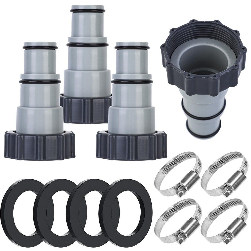 Fairooth 4 Pack A-Type Pool Hose Adapters with Clamps & Washers for Intex Pumps (1.25