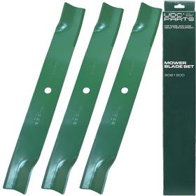 UDC Parts 09081200 high lift blade front view for 60-inch decks improves cutting efficiency.