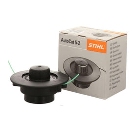 Stihl AutoCut head seen from the front, showing quick line release for easy trimming.
