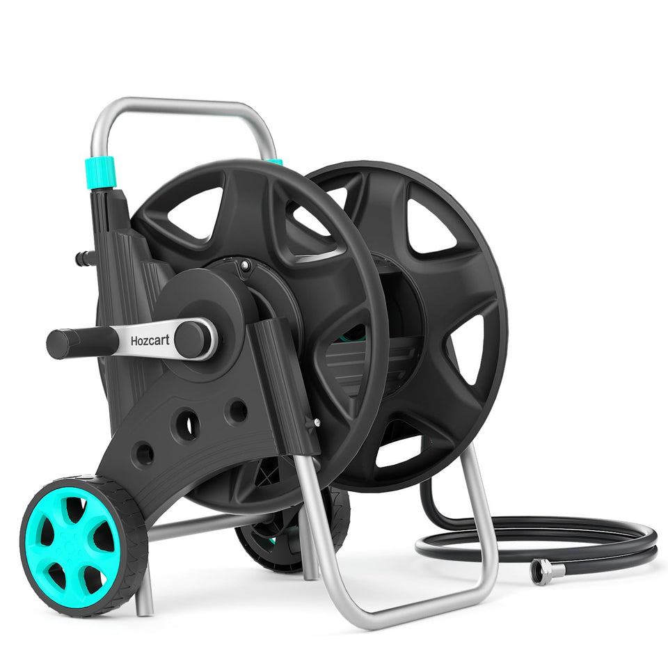 HOZCART Garden Hose Reel – Heavy-Duty Metal Cart for 100–120 ft of 5/8