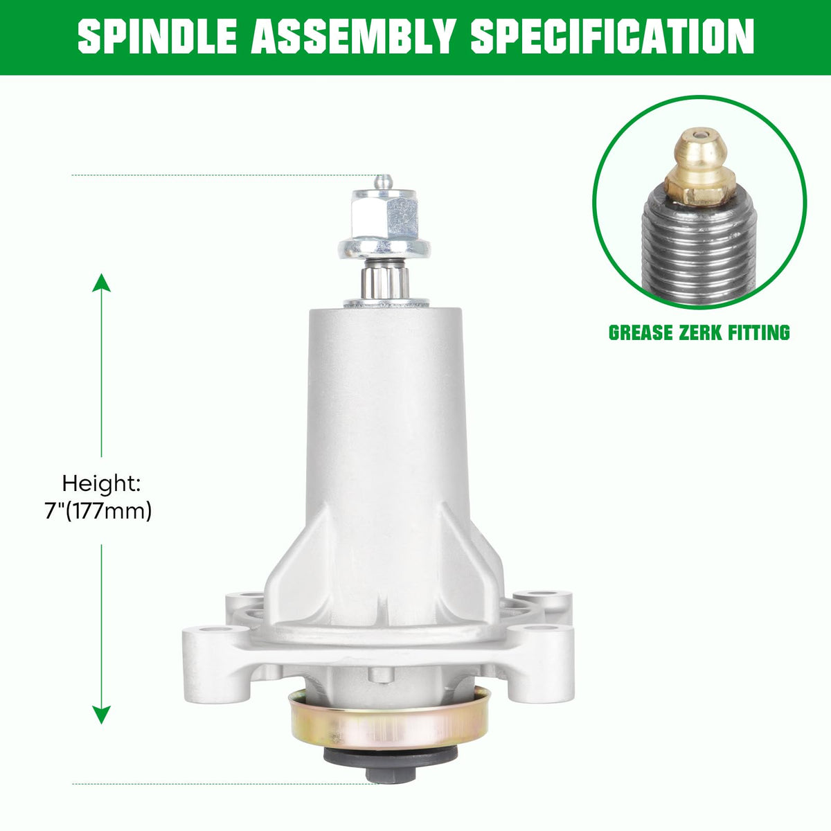 Youxmoto Spindle Assembly with Pulley for 42–46 Inch Decks | 187292, 192870, 532187281