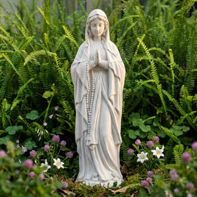 JXNCJXZG Virgin Mary Praying Statue – 29.3 Inch Outdoor Garden Decor | Magnesium Oxide Stone Sculpture