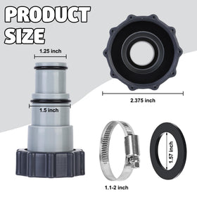 Fairooth 4 Pack A-Type Pool Hose Adapters with Clamps & Washers for Intex Pumps (1.25