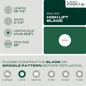UDC Parts 09081200 high lift blade side view shows easy installation and broad compatibility.