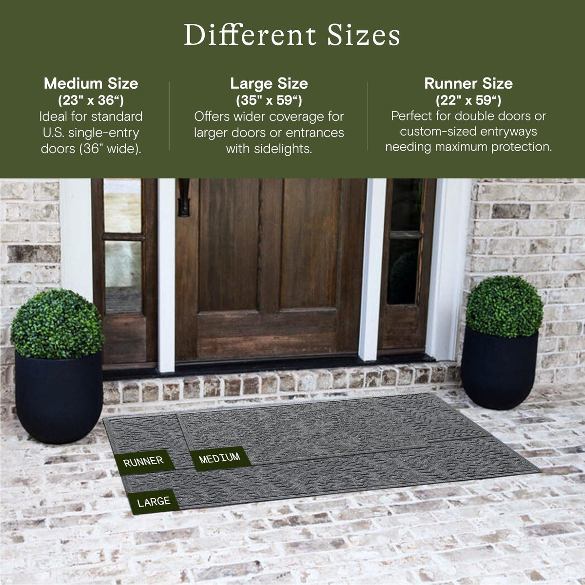 WaterHog Boxwood Front Door Mat – Indoor/Outdoor 23x36, All-Weather Absorbent Doormat with Non-Slip Backing