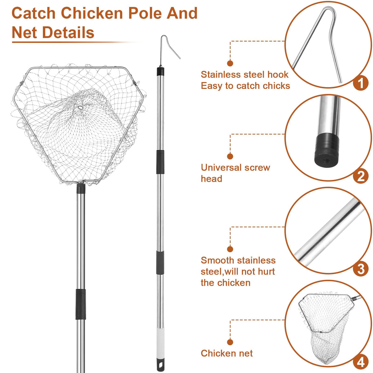 NigWarm ultra-deep net 23-2 inch prevents escapes during catching.