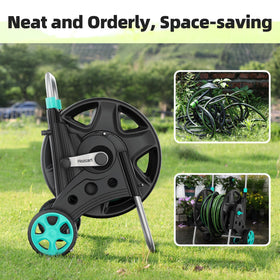 HOZCART Garden Hose Reel – Heavy-Duty Metal Cart for 100–120 ft of 5/8