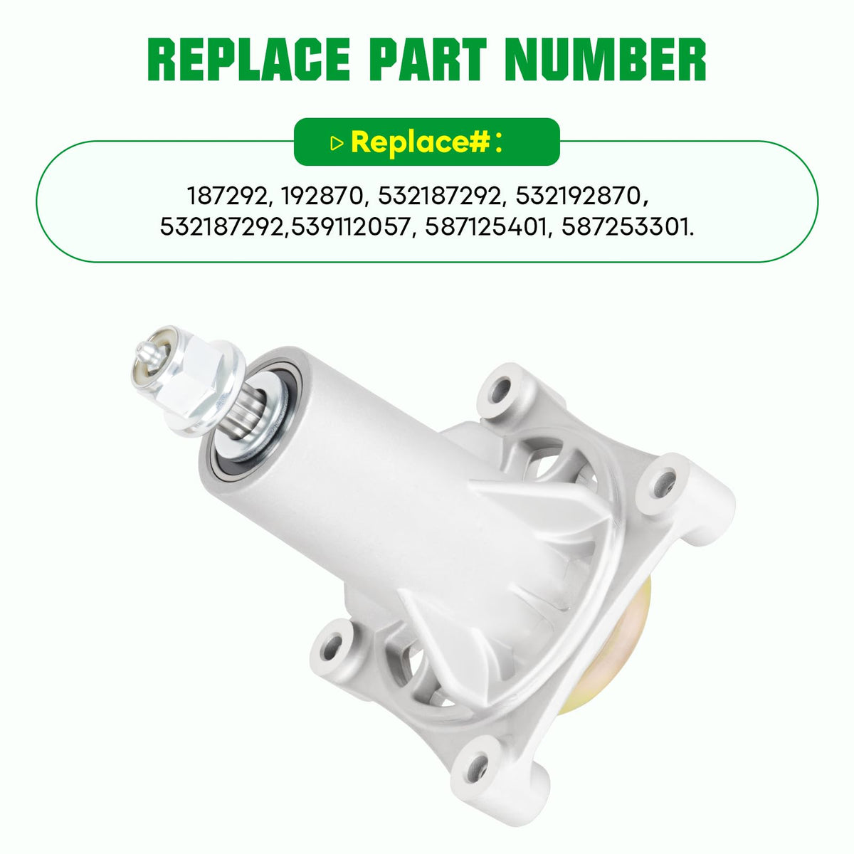 Youxmoto Spindle Assembly with Pulley for 42–46 Inch Decks | 187292, 192870, 532187281