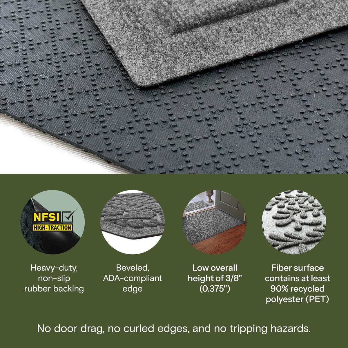 WaterHog Boxwood Front Door Mat – Indoor/Outdoor 23x36, All-Weather Absorbent Doormat with Non-Slip Backing