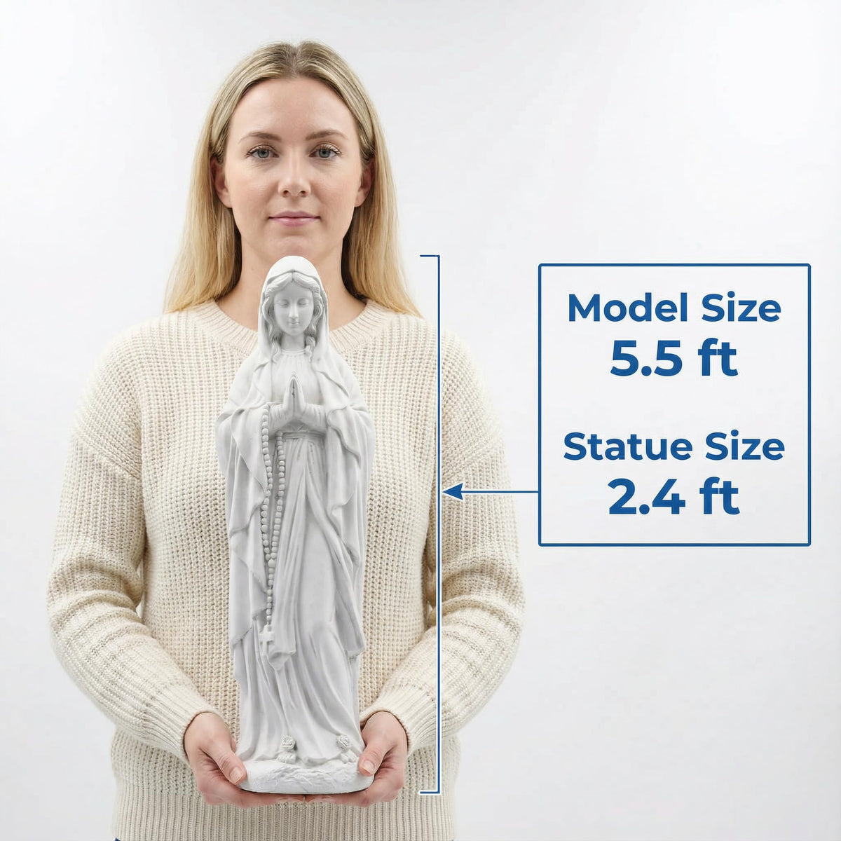 JXNCJXZG Virgin Mary Praying Statue – 29.3 Inch Outdoor Garden Decor | Magnesium Oxide Stone Sculpture