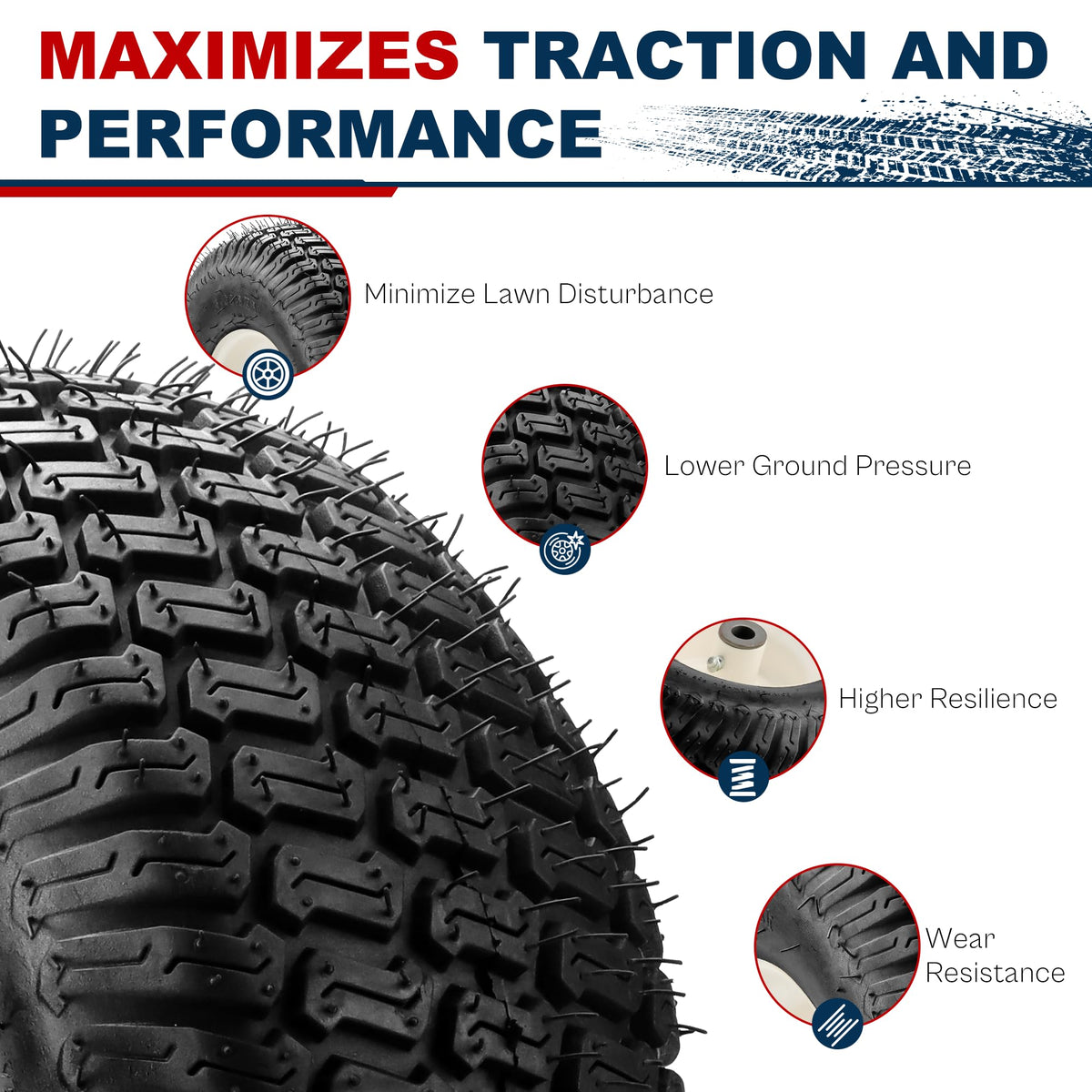 Vypart 2-Pack NHS Front Lawn Mower Tires & Wheels – 15x6.00-6, 3