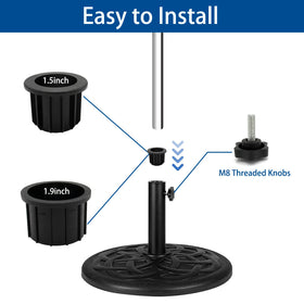 GHAMYEE 9Pcs Umbrella Base Ring Plug Set — Replacement Stand Parts with M8 Knobs