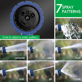 Restmo Heavy-Duty Hose Nozzle – 7-Pattern Metal Sprayer with Thumb Control (3/4