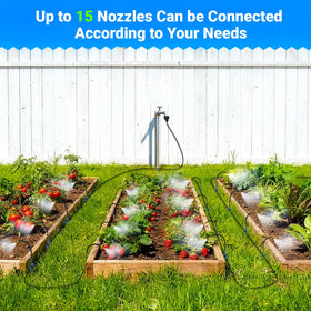Thiswing 360° Adjustable Drip Irrigation System – 50ft, 15 Brass Misting Nozzles, 1/4-Inch Tubing