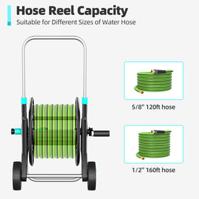HOZCART Garden Hose Reel – Heavy-Duty Metal Cart for 100–120 ft of 5/8