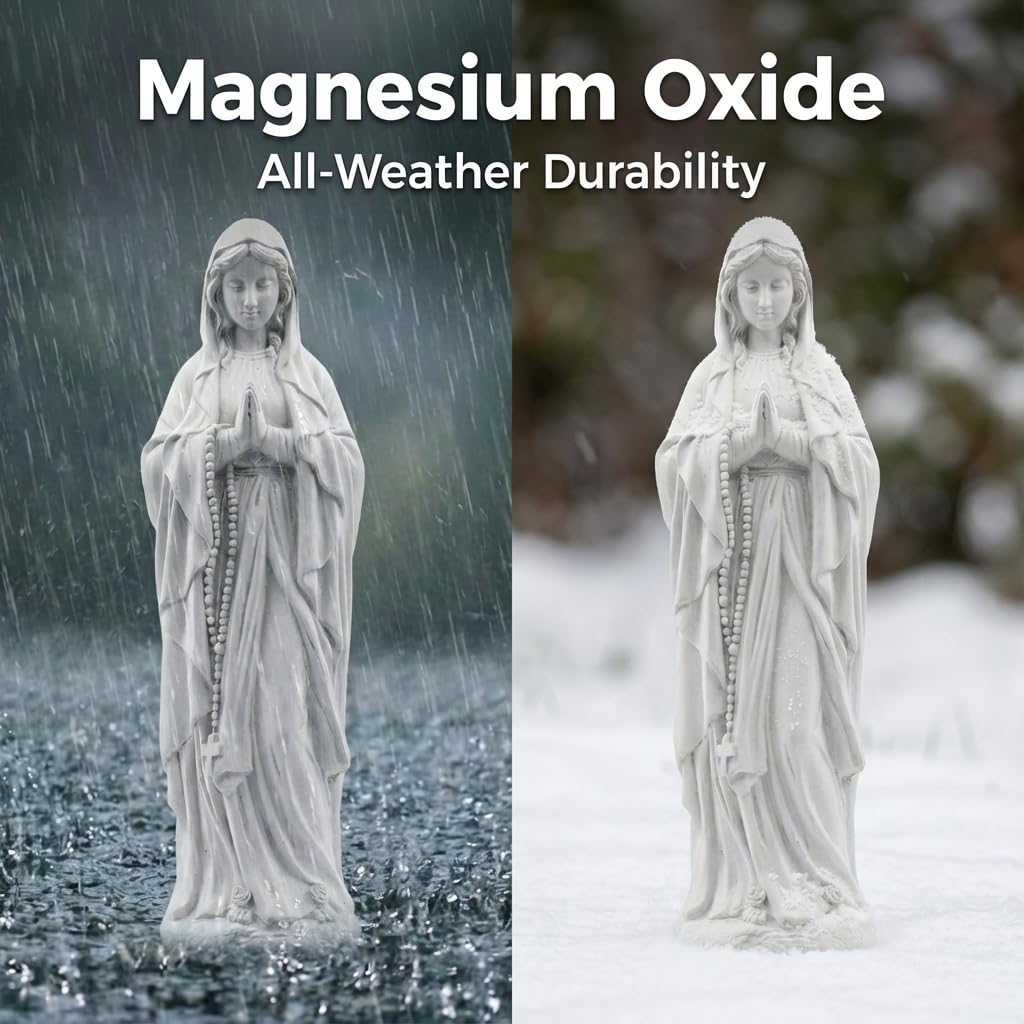 JXNCJXZG Virgin Mary Praying Statue – 29.3 Inch Outdoor Garden Decor | Magnesium Oxide Stone Sculpture
