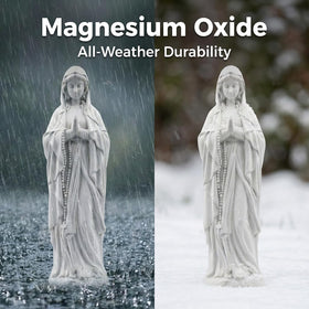 JXNCJXZG Virgin Mary Praying Statue – 29.3 Inch Outdoor Garden Decor | Magnesium Oxide Stone Sculpture