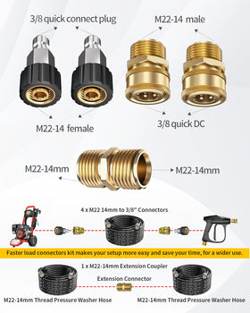 POHIR 100ft Pressure Washer Hose Kit — 4000 PSI, M22 Adapters & Quick Connects